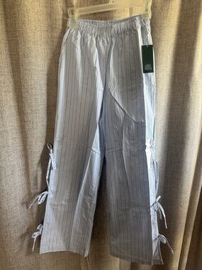 wild fable Blue Pinstripe Drawstring Side-Tie Pull-On Pants